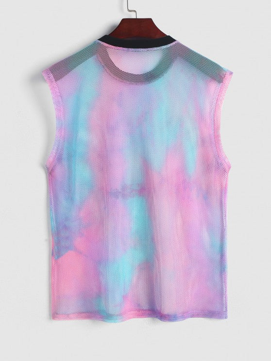Sheer Tie Dye Tank And Cargo Shorts Set - Grafton Collection