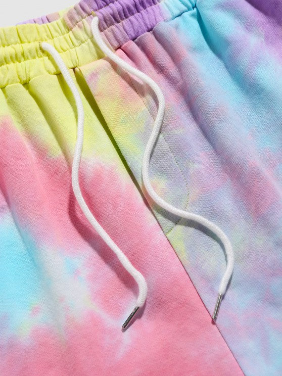 Printed Short Sleeves T Shirt and Tie Dye Shorts Set - Grafton Collection