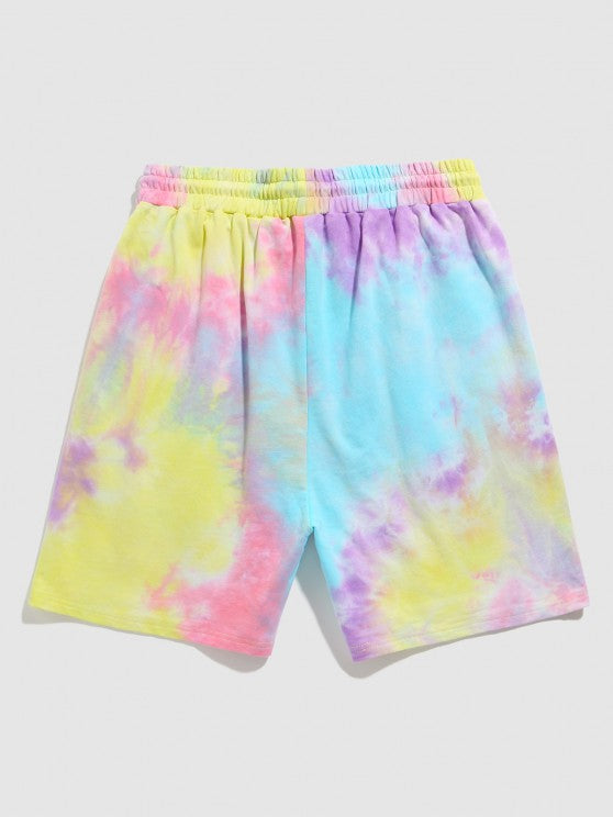 Printed Short Sleeves T Shirt and Tie Dye Shorts Set - Grafton Collection