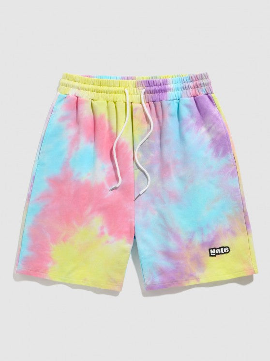 Printed Short Sleeves T Shirt and Tie Dye Shorts Set - Grafton Collection