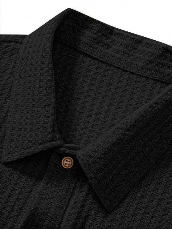 Plain Textured Collar T Shirt And Cargo Shorts - Grafton Collection