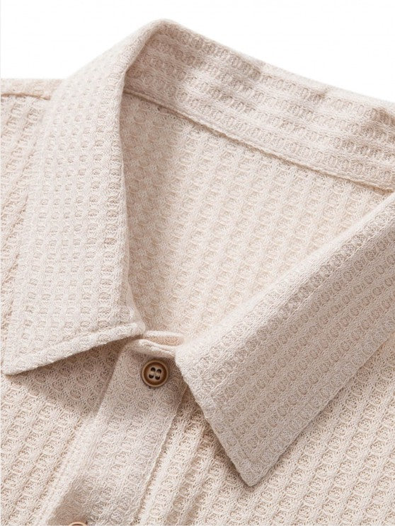 Plain Textured Collar T Shirt And Cargo Shorts - Grafton Collection