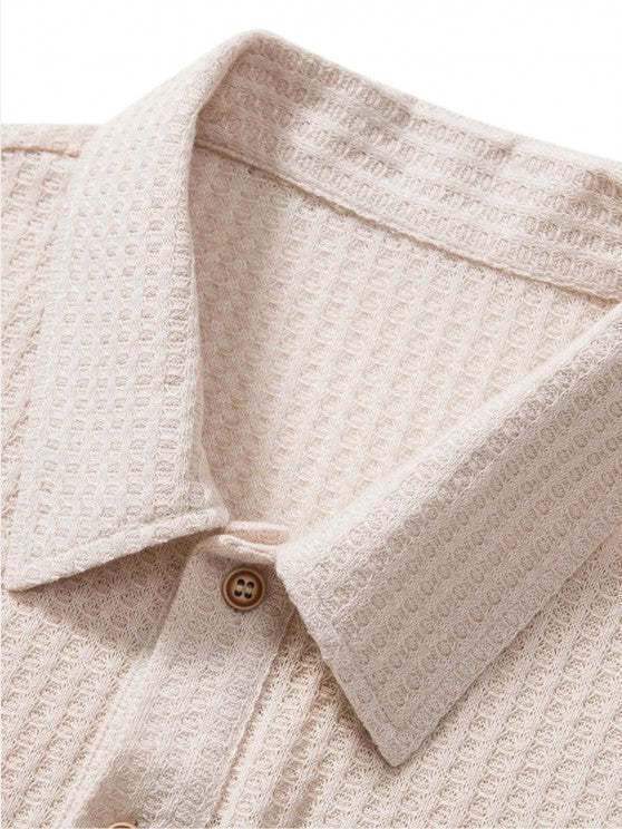Plain Textured Collar T Shirt And Cargo Shorts - Grafton Collection