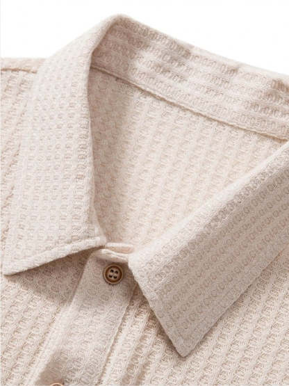 Plain Textured Collar T Shirt And Cargo Shorts - Grafton Collection