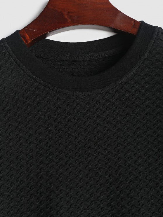 Textured Short Sleeves T Shirt And Shorts - Grafton Collection