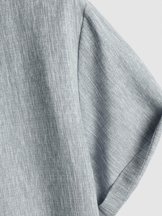 Stand Collar Shirt And Drawstring Shorts - Grafton Collection