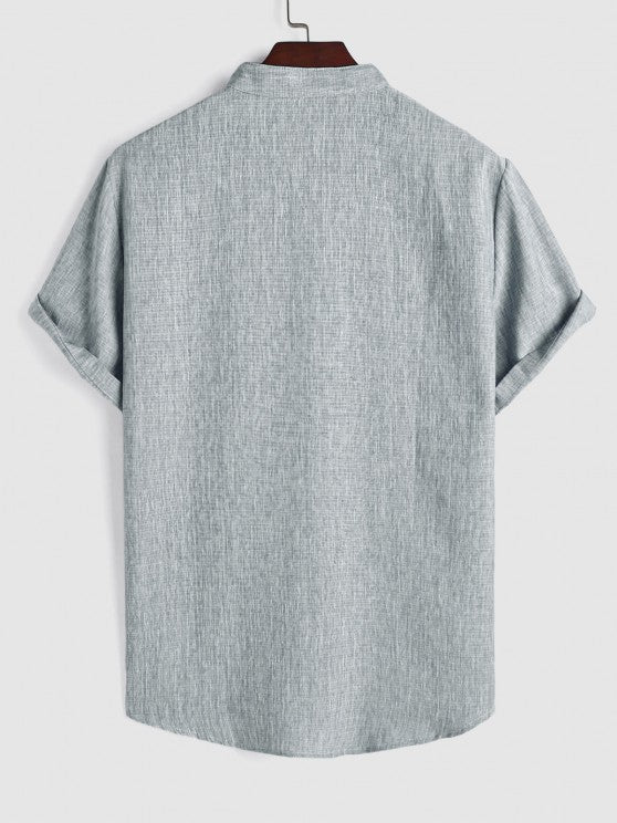 Stand Collar Shirt And Drawstring Shorts - Grafton Collection