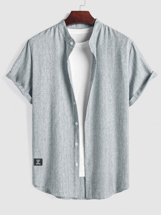 Stand Collar Shirt And Drawstring Shorts - Grafton Collection