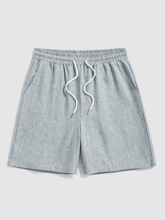 Stand Collar Shirt And Drawstring Shorts - Grafton Collection