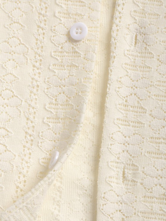 Hollow Out Lace Shirt With Shorts Set - Grafton Collection