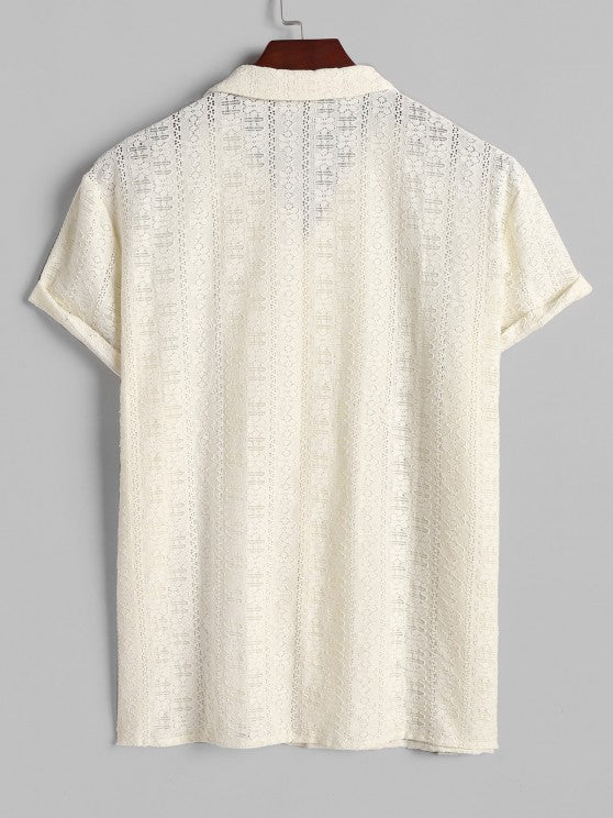 Hollow Out Lace Shirt With Shorts Set - Grafton Collection