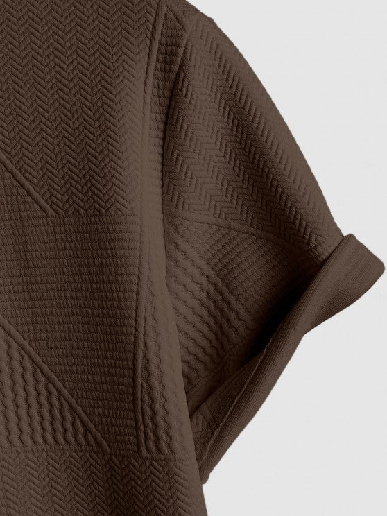 Geometric Textured Short Sleeves T Shirt And Shorts Set - Grafton Collection