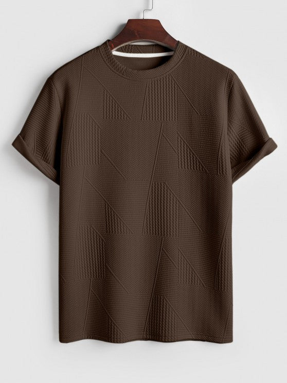 Geometric Textured Short Sleeves T Shirt And Shorts Set - Grafton Collection