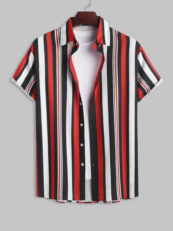 Casual Striped Pattern Shirt With Shorts - Grafton Collection