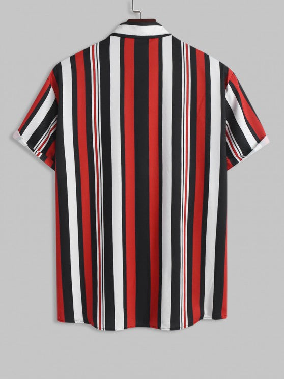 Casual Striped Pattern Shirt With Shorts - Grafton Collection