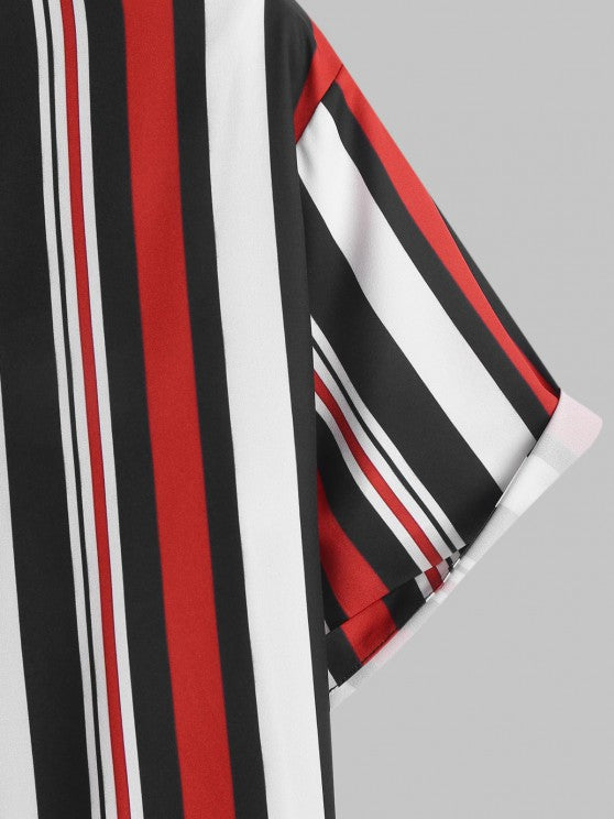 Casual Striped Pattern Shirt With Shorts - Grafton Collection