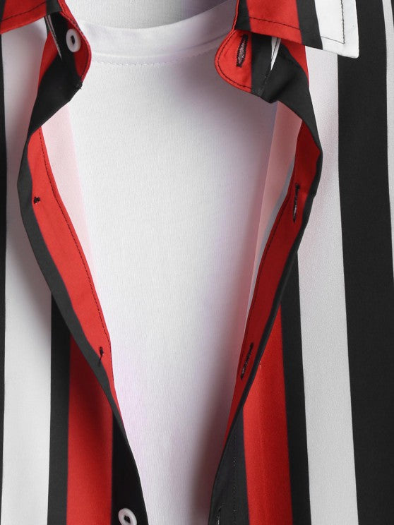 Casual Striped Pattern Shirt With Shorts - Grafton Collection