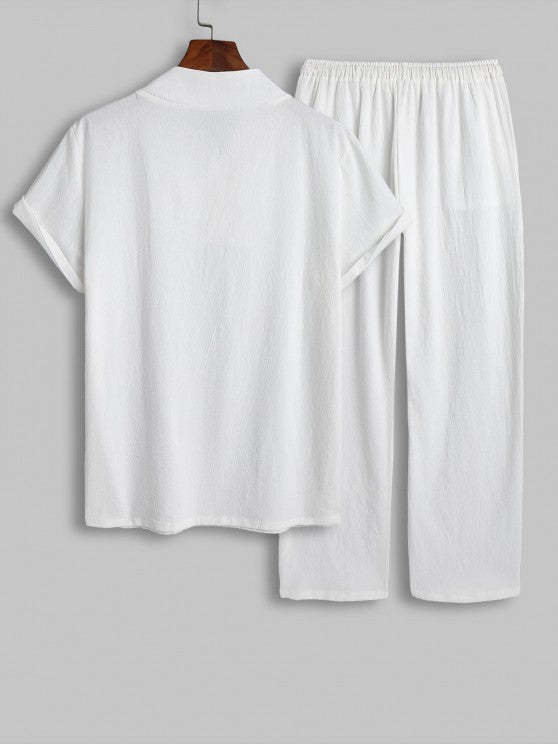 Casual V Neck Short Sleeves Top And Pant - Grafton Collection