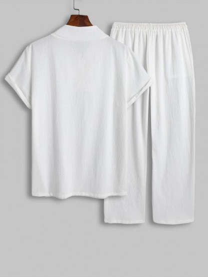 Casual V Neck Short Sleeves Top And Pant - Grafton Collection