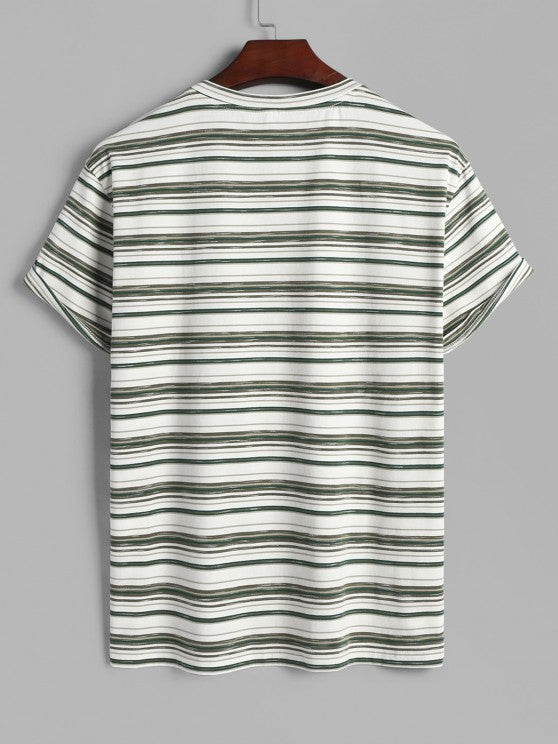 Striped T Shirt And Label Design Casual Shorts - Grafton Collection
