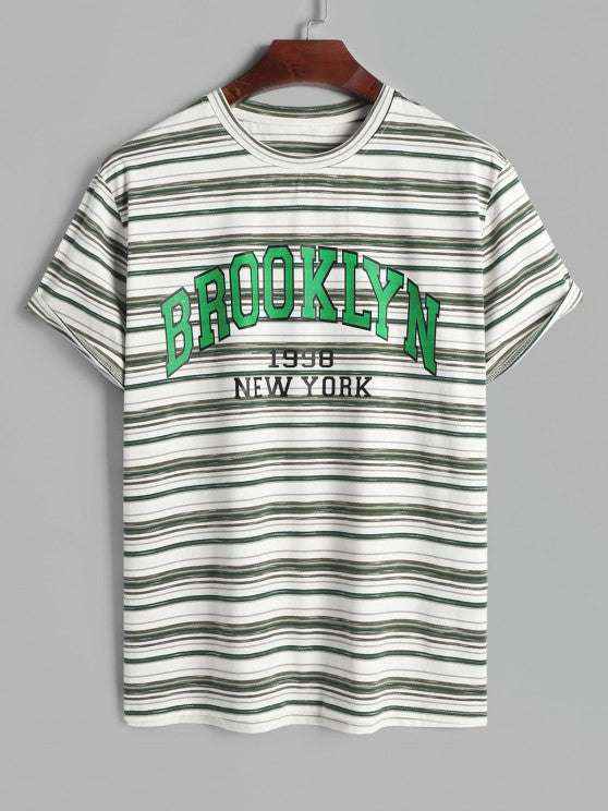 Striped T Shirt And Label Design Casual Shorts - Grafton Collection