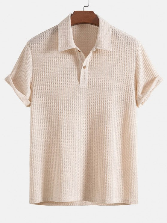 Plain Textured Collar T Shirt And Cargo Shorts - Grafton Collection