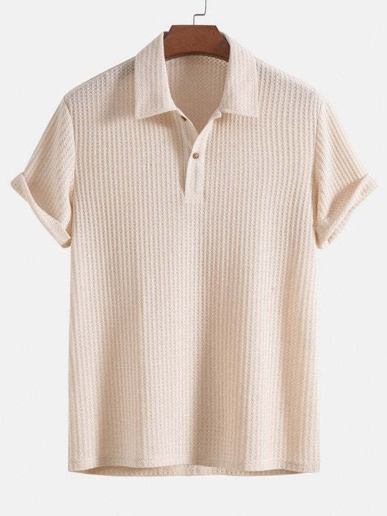 Plain Textured Collar T Shirt And Cargo Shorts - Grafton Collection