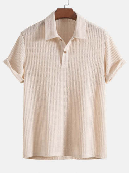 Plain Textured Collar T Shirt And Cargo Shorts - Grafton Collection