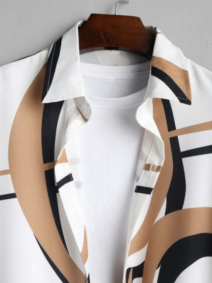 Geometric Print Shirt And Basic Shorts Set - Grafton Collection
