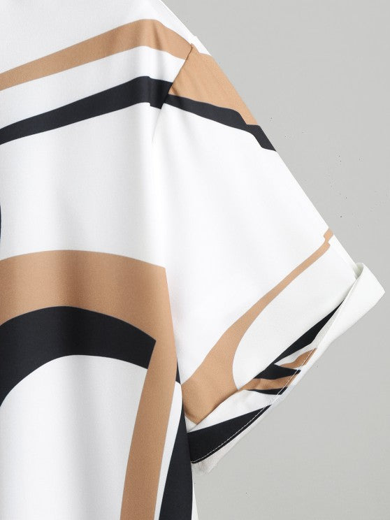 Geometric Print Shirt And Basic Shorts Set - Grafton Collection