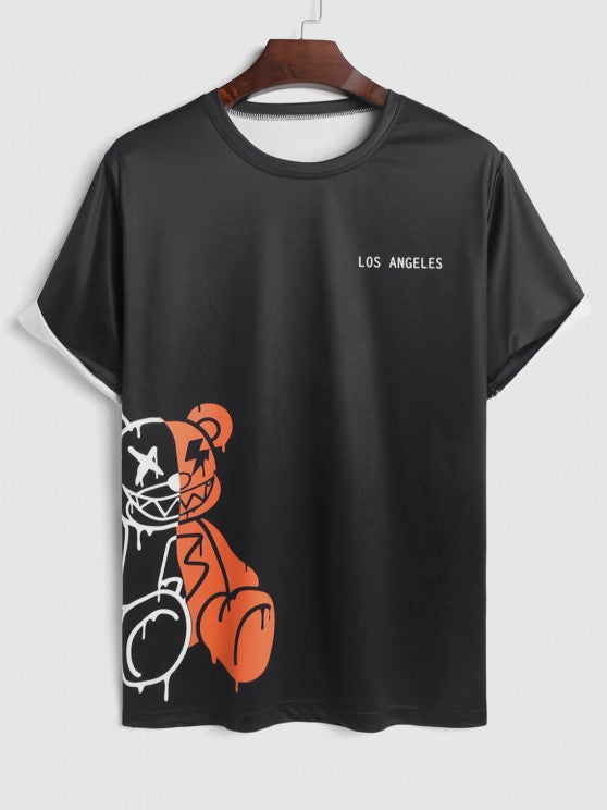 Casual Bear Pattern T-Shirt And Shorts - Grafton Collection