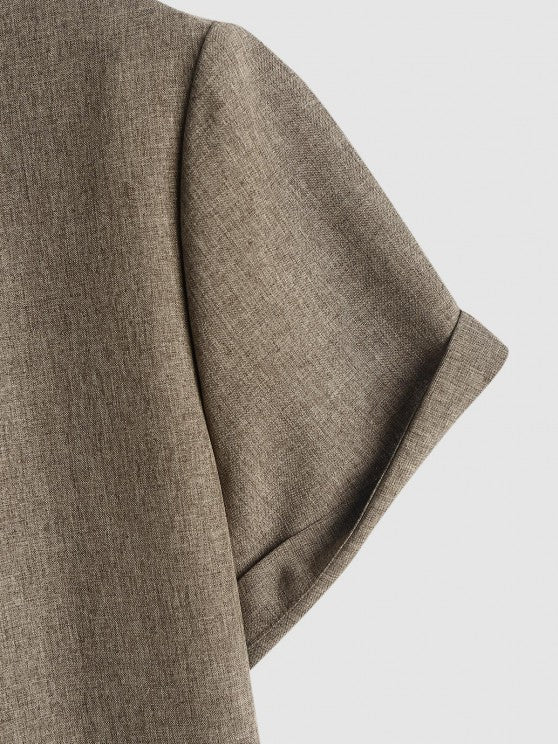 Marled Shirt And Drawstring Pants Set - Grafton Collection