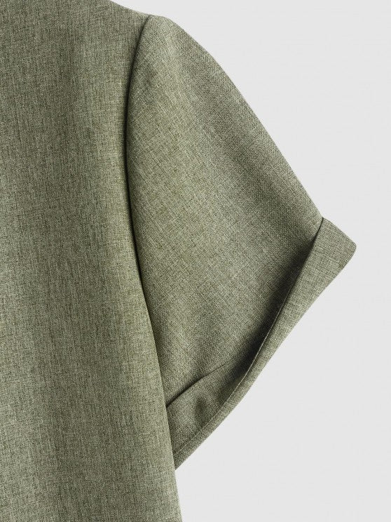 Marled Shirt And Drawstring Pants Set - Grafton Collection