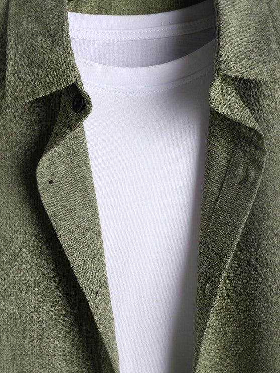 Marled Shirt And Drawstring Pants Set - Grafton Collection