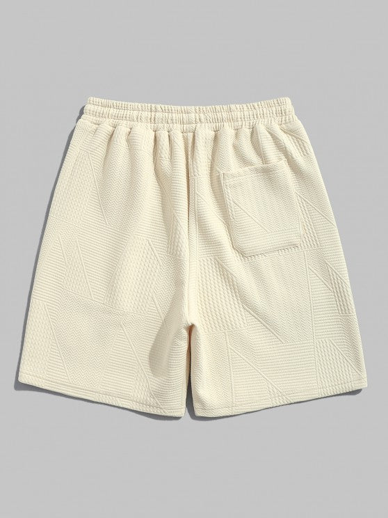 Geometric Textured Short Sleeves T Shirt And Shorts Set - Grafton Collection