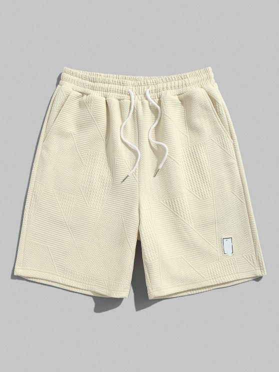 Geometric Textured Short Sleeves T Shirt And Shorts Set - Grafton Collection