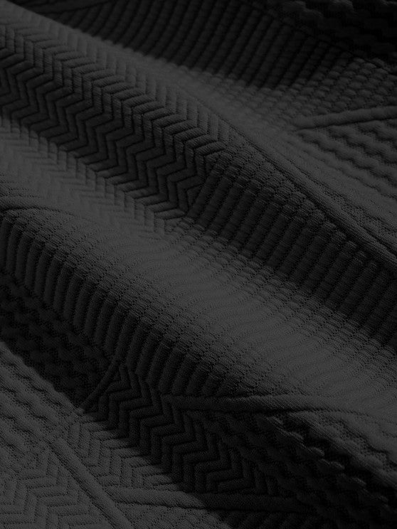 Geometric Textured Short Sleeves T Shirt And Shorts Set - Grafton Collection