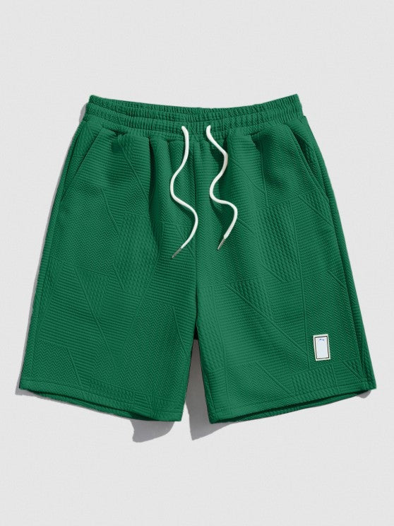 Geometric Textured Short Sleeves T Shirt And Shorts Set - Grafton Collection