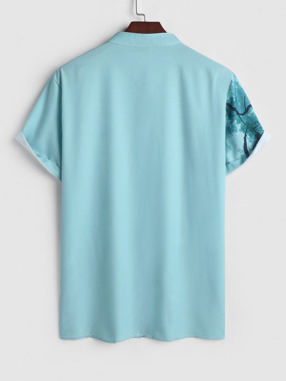 Painting Plant Pattern Shirt And Drawstring Shorts - Grafton Collection