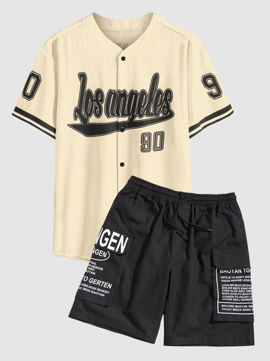 Los Angeles Letter T Shirt And Cargo Shorts - Grafton Collection