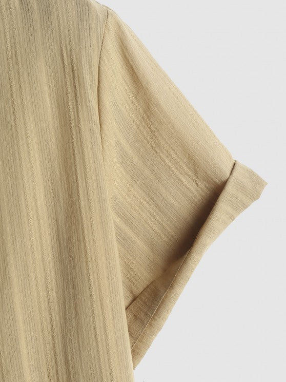 Plain Textured Half Button Shirt And Short - Grafton Collection