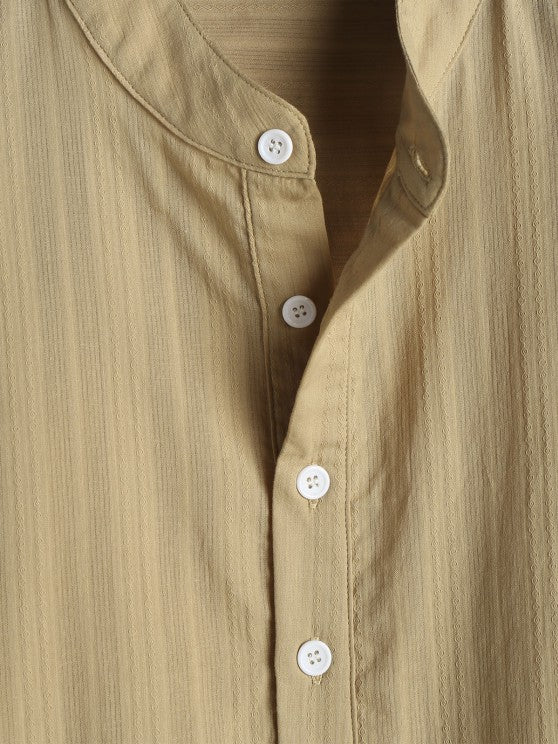 Plain Textured Half Button Shirt And Short - Grafton Collection