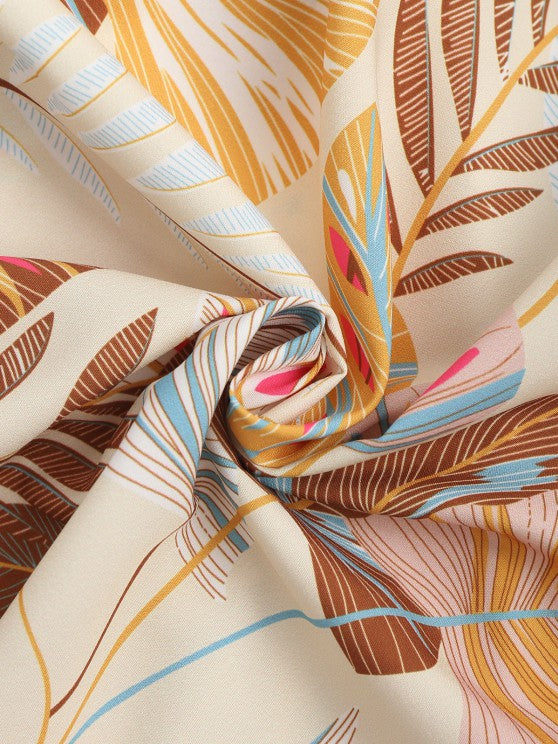 Tropical Leaves Shirt And Drawstring Shorts - Grafton Collection