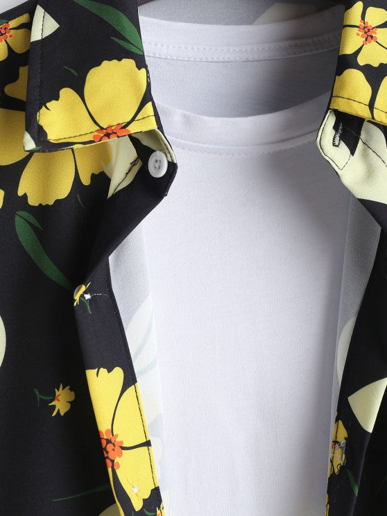 Floral Print Shirt and Beach Shorts Set. - Grafton Collection