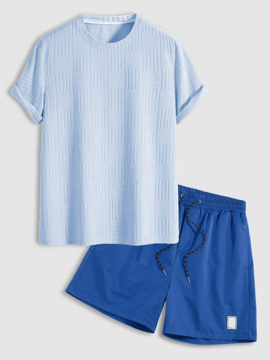 Jacquard Cloth T Shirt And Drawstring Shorts Set - Grafton Collection