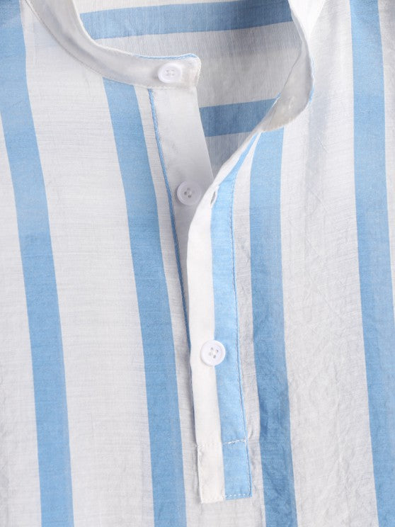 Striped Button Collar Shirt And Shorts - Grafton Collection