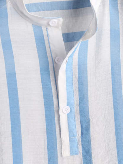 Striped Button Collar Shirt And Shorts - Grafton Collection