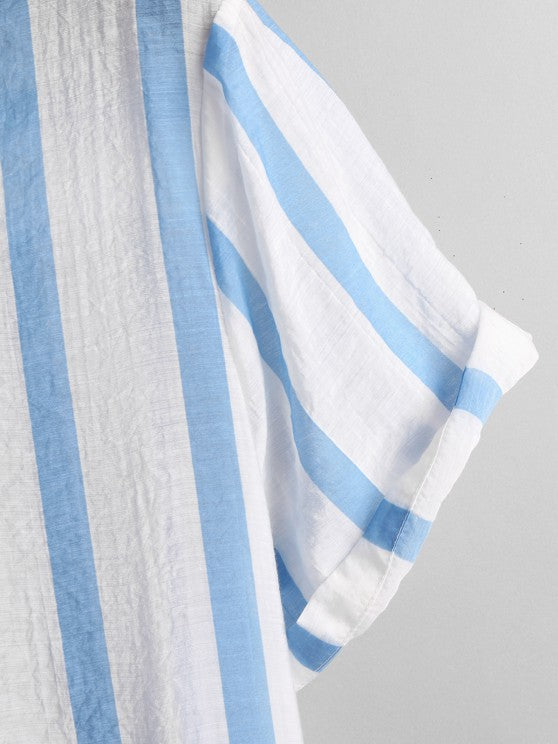 Striped Button Collar Shirt And Shorts - Grafton Collection