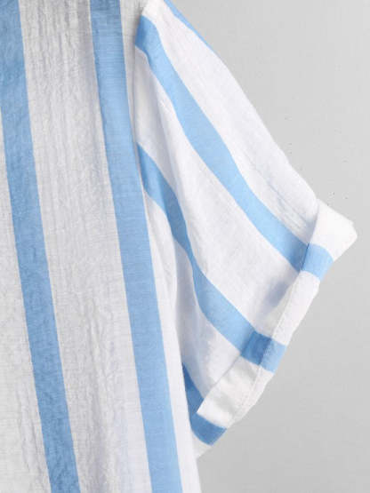 Striped Button Collar Shirt And Shorts - Grafton Collection