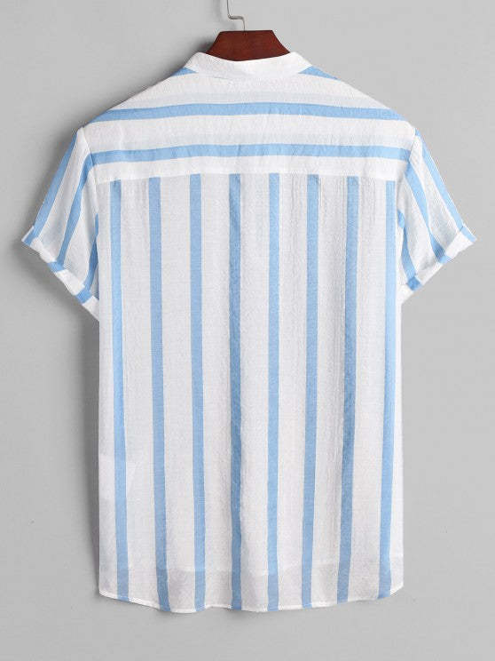 Striped Button Collar Shirt And Shorts - Grafton Collection